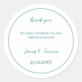 Aangepaste bruiloft eenvoudig groen ronde sticker