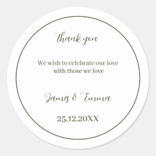 Aangepaste bruiloft eenvoudig groen ronde sticker