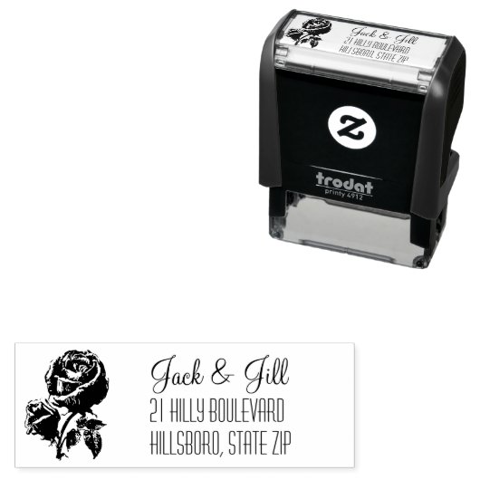 Aangepaste bruiloft | Elegant Roos retouradres Zelfinktende Stempel (In situ)