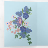 Aangepaste bruiloft Elegante Paarse Bloem Drieluik Uitnodiging (Binnenzijde eerst)