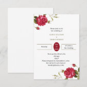Aangepaste bruiloft Elegante rode bloem Kaart (Voorkant / Achterkant)