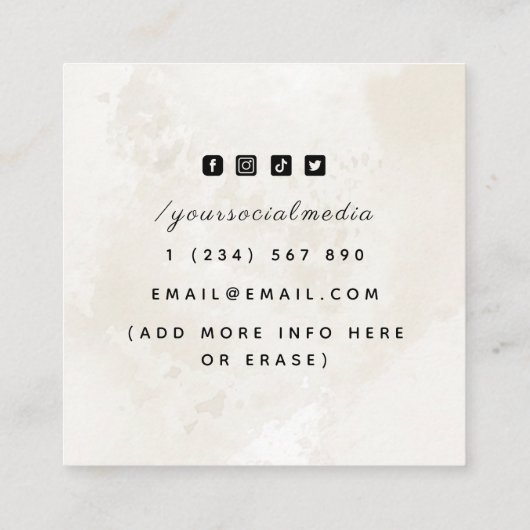 Aangepaste bruiloft en verjaardagstaart ontwerp ma vierkante visitekaartje (Achterkant)