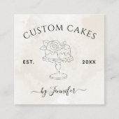 Aangepaste bruiloft en verjaardagstaart ontwerp ma vierkante visitekaartje (Voorkant)