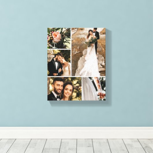 Aangepaste bruiloft familie foto collage canvas afdruk (Insitu (Houten vloer))