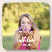 Aangepaste Bruiloft Feest Foto Eenvoudig Moderne K Bier Onderzetter (Voorkant)