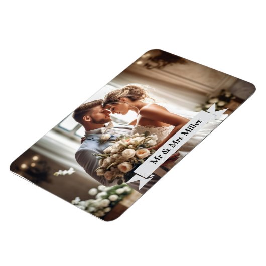 Aangepaste bruiloft foto aankondiging magneet (Linkerzijde)