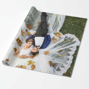 Aangepaste bruiloft foto cadeaupapier