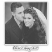 Aangepaste bruiloft foto contour Sticker (Voorkant)