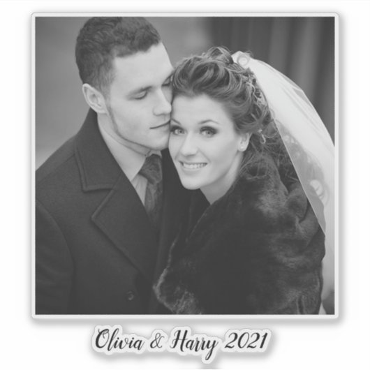 Aangepaste bruiloft foto contour Sticker (Voorkant)