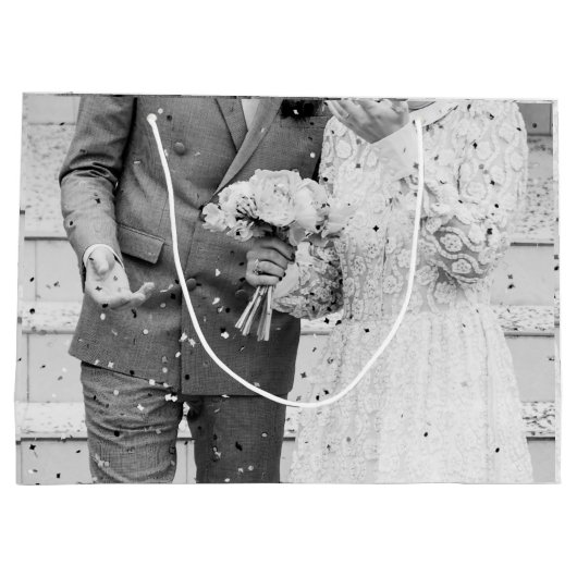 Aangepaste bruiloft foto dank u geschenk tas large cadeautasje (Achterkant)