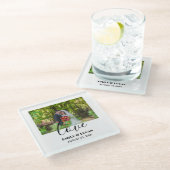 Aangepaste bruiloft foto Eenvoudige legante kallig Glazen Onderzetter (Schuin)