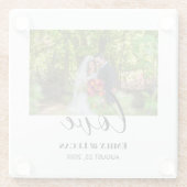 Aangepaste bruiloft foto Eenvoudige legante kallig Glazen Onderzetter (Achterkant)