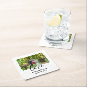 Aangepaste bruiloft foto Eenvoudige legante kallig Kartonnen Onderzetters (Insitu)