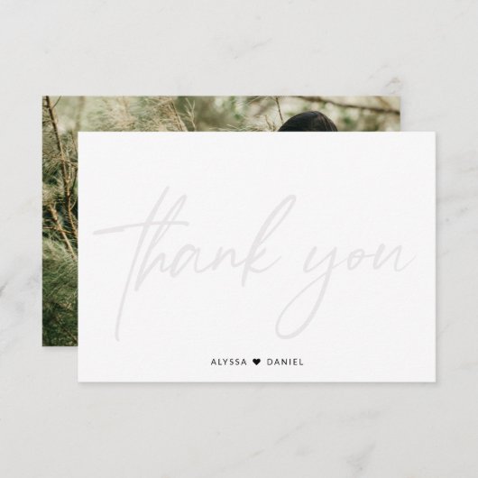 Aangepaste bruiloft foto handlettering watermerk bedankkaart (Voorkant / Achterkant)