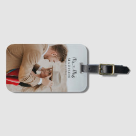 Aangepaste bruiloft foto kalligrafie bagagelabel