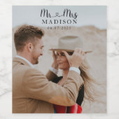 Aangepaste bruiloft foto kalligrafie wijn etiket (Enkel label)