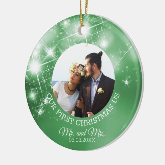 Aangepaste bruiloft foto keramisch ornament (Links)