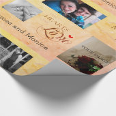 Aangepaste bruiloft foto-koulage met CustomText Cadeaupapier (Hoek)