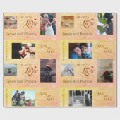 Aangepaste bruiloft foto-koulage met CustomText Cadeaupapier (Vlak)