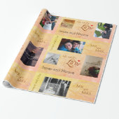 Aangepaste bruiloft foto-koulage met CustomText Cadeaupapier (Uitgerold)