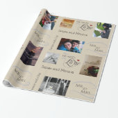 Aangepaste bruiloft foto-koulage met CustomText Cadeaupapier (Uitgerold)