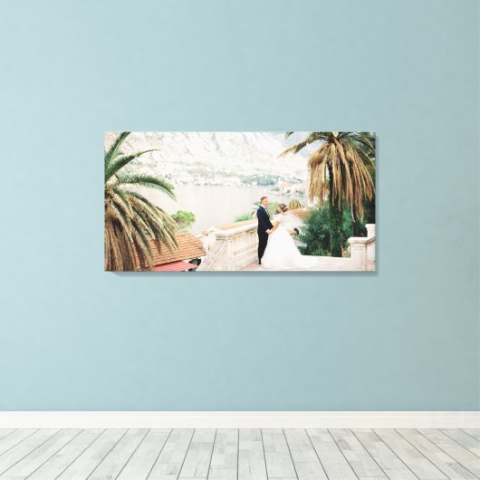 Aangepaste bruiloft foto lang landschap canvas afdruk (Insitu (Houten vloer))