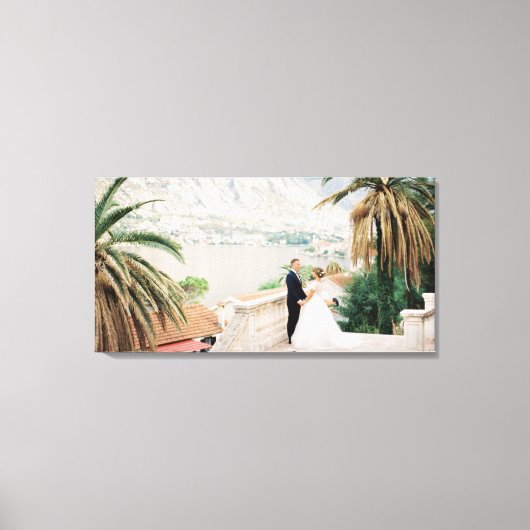 Aangepaste bruiloft foto lang landschap canvas afdruk (Voorkant)