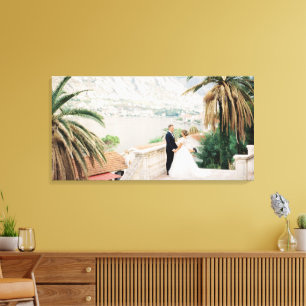 Aangepaste bruiloft foto lang landschap canvas afdruk