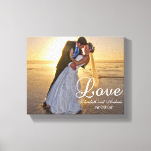 Aangepaste bruiloft foto liefde naam canvas afdruk