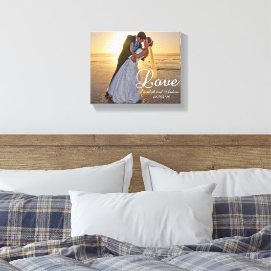 Aangepaste bruiloft foto liefde naam canvas afdruk (Insitu (Slaapkamer))