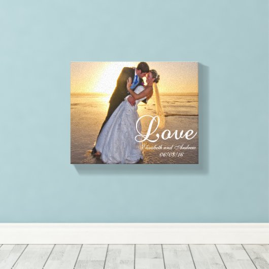 Aangepaste bruiloft foto liefde naam canvas afdruk (Insitu (Houten vloer))