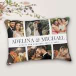 Aangepaste bruiloft foto Modern Chic Stylish Elega Accent Kussen<br><div class="desc">Elegant en modern huwelijksaandenken,  deze aangepaste naam en datum fotocollage ontwerp maakt een mooie weergave voor uw favoriete afbeeldingen van uw speciale dag. Geweldig cadeau voor pasgetrouwden of jubilea!</div>
