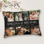 Aangepaste bruiloft foto Modern Chic Stylish Elega Accent Kussen<br><div class="desc">Deze aangepaste naam en het collage-design van de datumfoto's is een prachtig beeldscherm voor je favoriete afbeeldingen van je speciale dag. Geweldig cadeau voor nieuwigheden of verjaardagen! Dit is de zwarte versie.</div>