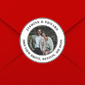 Aangepaste bruiloft foto Modern retour adres Ronde Sticker