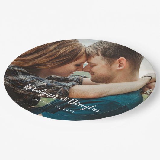 Aangepaste bruiloft foto papieren bordje (Gekanteld)