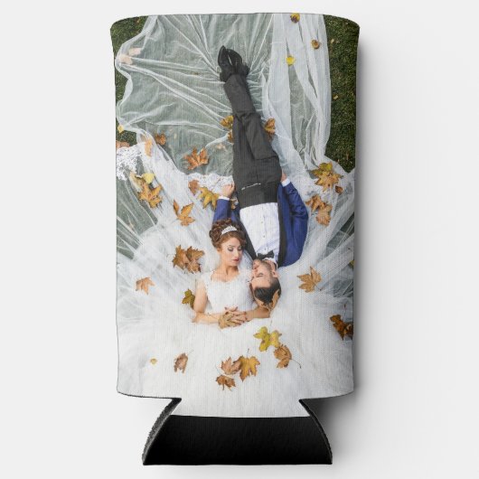 Aangepaste bruiloft foto seltzer blikjeskoeler (Voorkant)