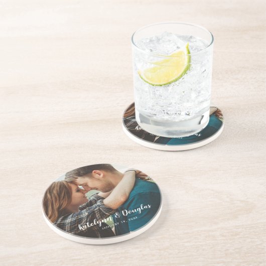 Aangepaste bruiloft foto zandsteen onderzetter (Zijkant)