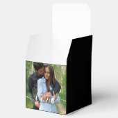 Aangepaste bruiloft foto zwart bedankdoosjes (Geopend)