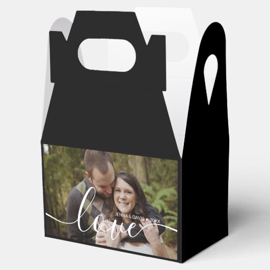Aangepaste bruiloft foto zwarte doos bedankdoosjes (Geopend)