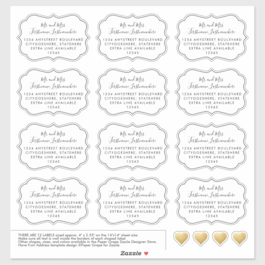 Aangepaste bruiloft Gast Adres Label Shaped (Vel)