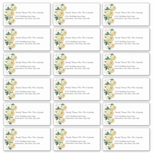 Aangepaste bruiloft Gast Gele Bloemen Adresetikett Sticker (Voorkant)