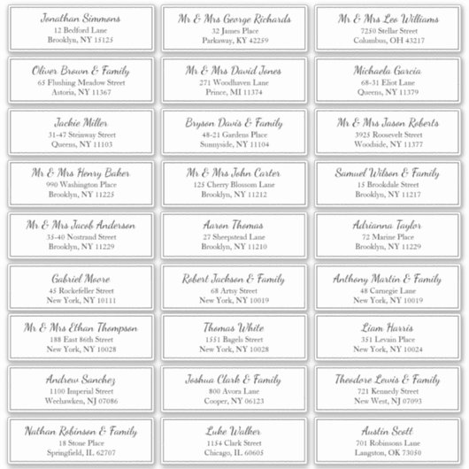 Aangepaste bruiloft Gast Zwart Rand Adres Label (Voorkant)