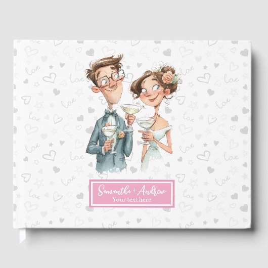 Aangepaste bruiloft gastenboek Grappig Waterverf p (Voorkant)