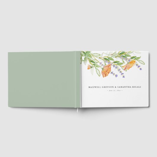 Aangepaste bruiloft gastenboek Waterverf bloemen (Volledig)