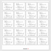 Aangepaste bruiloft gastnamen Zwart Wit Welkom Sticker (Vel)