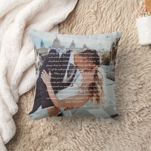 Aangepaste bruiloft geloften paar foto kussen (Deken)