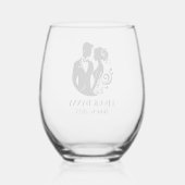 Aangepaste bruiloft glaswerk wijnglas zonder voet (Achterkant)