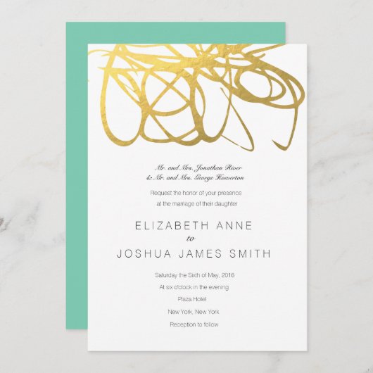 Aangepaste bruiloft Gold Effect Uitnodiging (Voorkant / Achterkant)