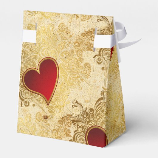 Aangepaste bruiloft gouden rode harten klassieke g bedankdoosjes (Achterkant)