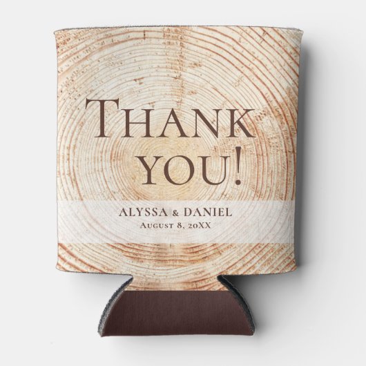 Aangepaste bruiloft gunst Dank u Wood Cut Slice Blikjeskoeler (Voorkant)